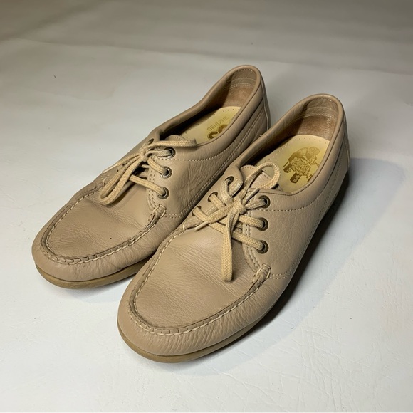 SAS Siesta Tan Beige Lace Up Moc Toe Flats Loafers Women’s Size 9.5 N - Picture 4 of 15